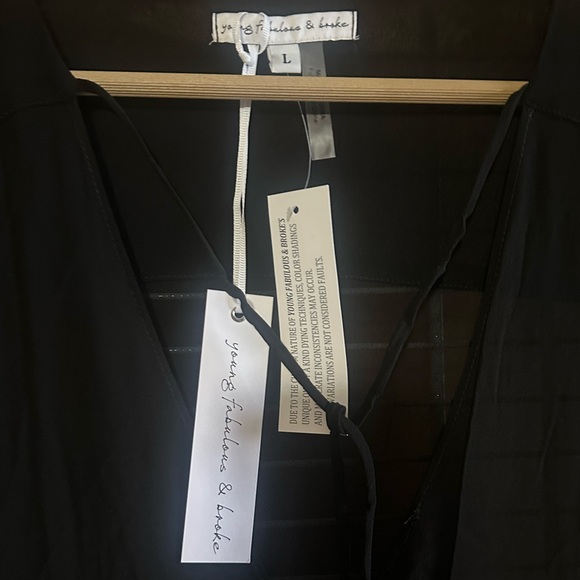 Young Fabulous & Broke Rosa Sheer Tiered Mini Dress Black Bell Sleeves Sz L NEW - Picture 6 of 6